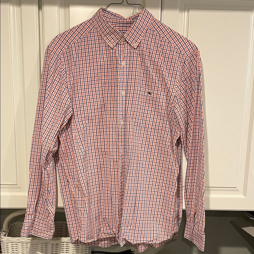 Men's Vineyard Vibes Orange and Blue Checkered Shirt